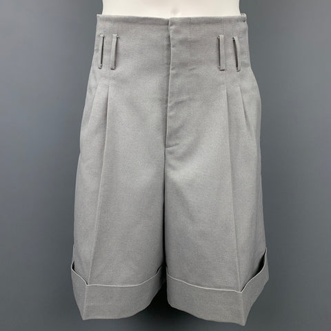 JIL SANDER Size 30 Grey Solid Polyester / Cotton Pleated Shorts