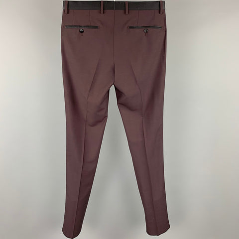 DOLCE & GABBANA Gold Size 36 Regular Eggplant Purple & Black Wool Blend Shawl Collar Suit