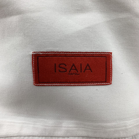 ISAIA Size XL White Solid Cotton Tuxedo Long Sleeve Shirt