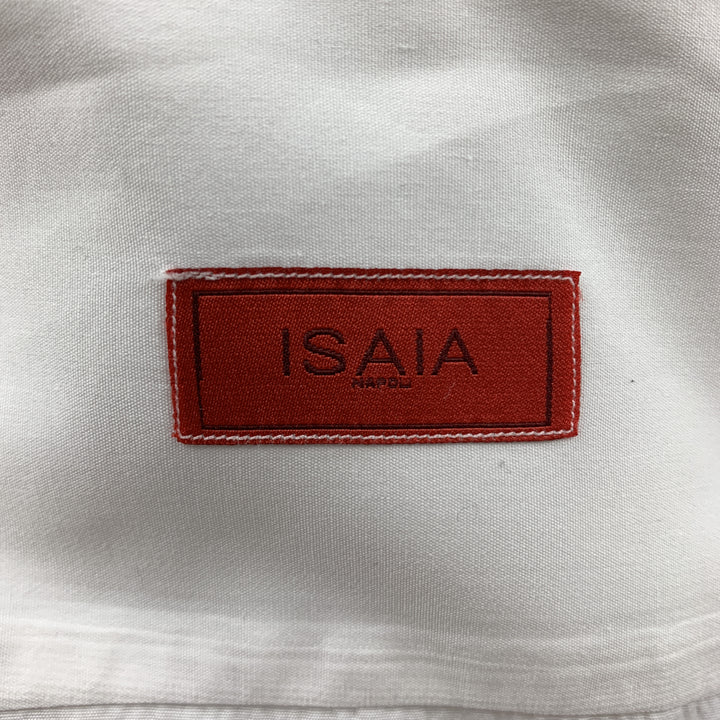 ISAIA Taille XL Chemise de smoking en coton uni blanc à manches longues