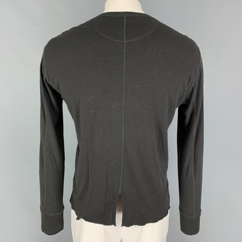 KIMINORI MORISHITA Size M Charcoal Cotton Blend Henley T-shirt