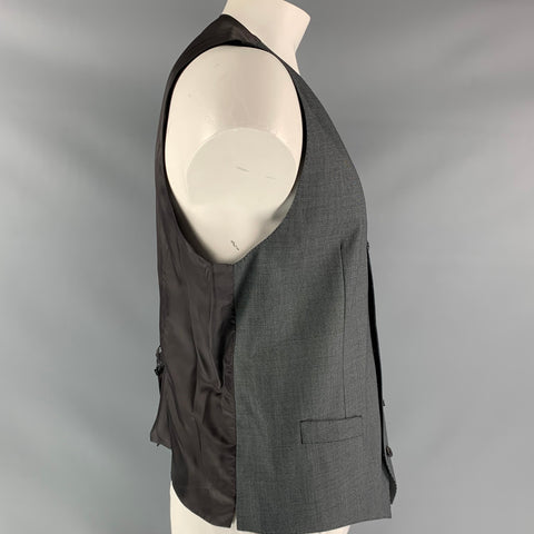 DOLCE & GABBANA Size 46 Nailhead Wool Buttoned Grey Vest