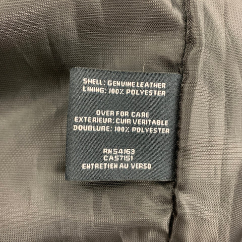 COLE HAAN Size L Black Leather Zip Up Jacket