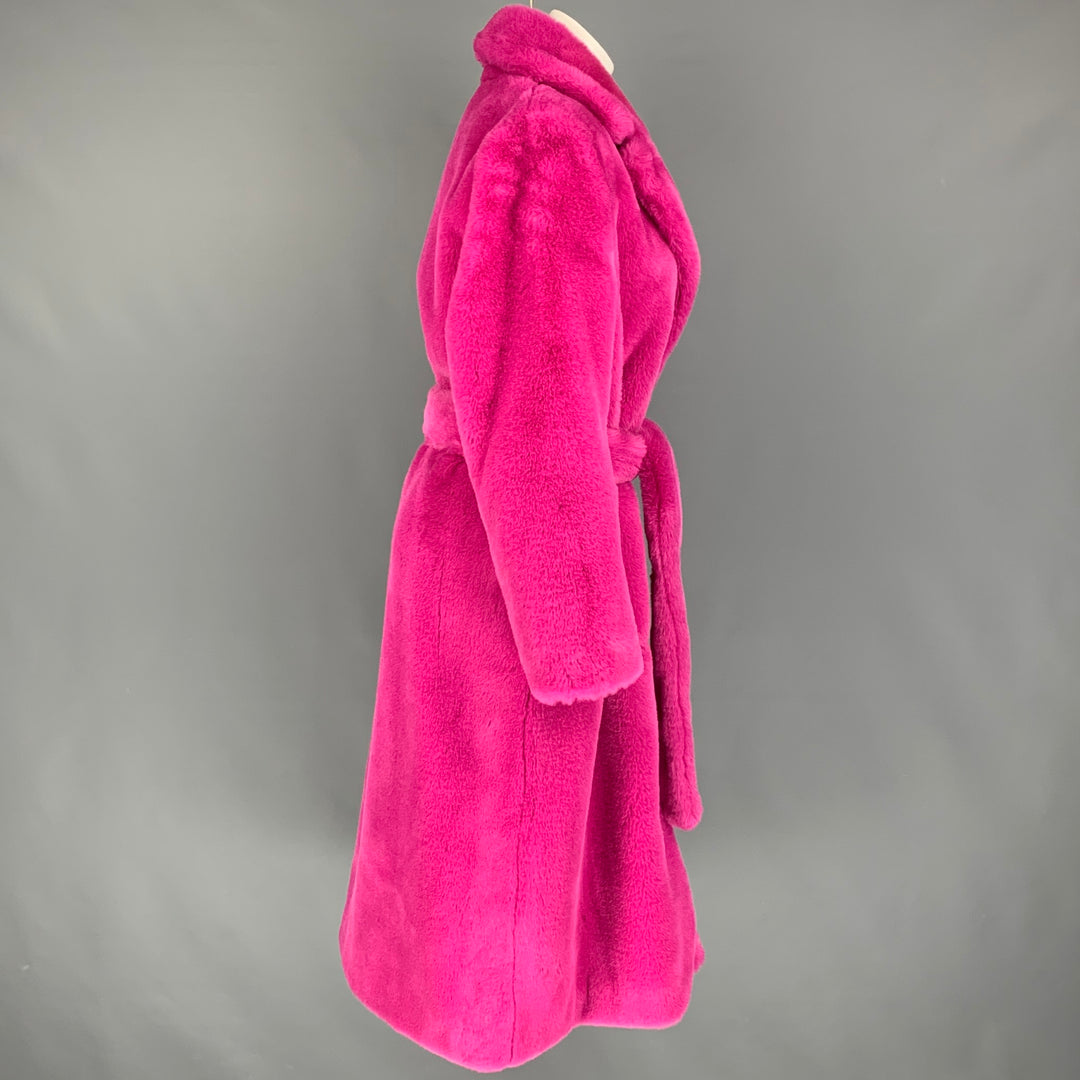 STAND STUDIO Size S Pink Faux Fur Textured Notch Lapel Coat