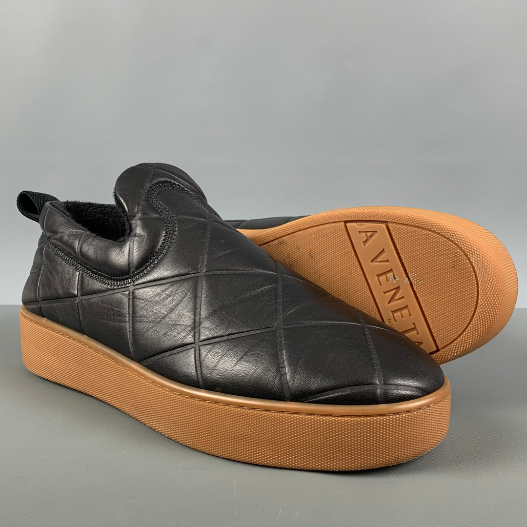 BOTTEGA VENETA The QUILT Size 9.5 Black Quilted Leather Slide Loafers