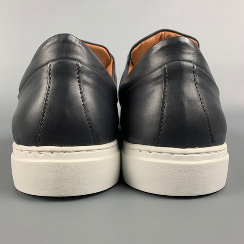AQUATALIA Size 8.5 Charcoal & White Color Block Leather Low Top Alaric Sneakers