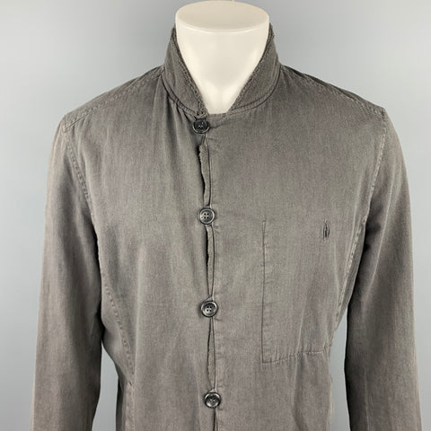 HANNES ROETHER Size L Grey Cotton Distressed Hem Jacket