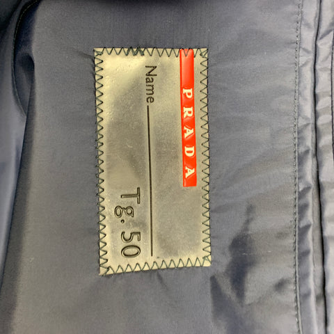 PRADA Size 40 Navy Nylon / Polyester Notch Lapel Sport Coat