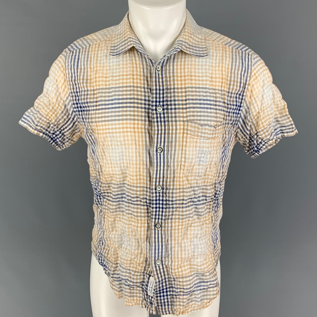 RAG &amp; BONE Taille L Chemise à manches courtes en coton à carreaux beige marine