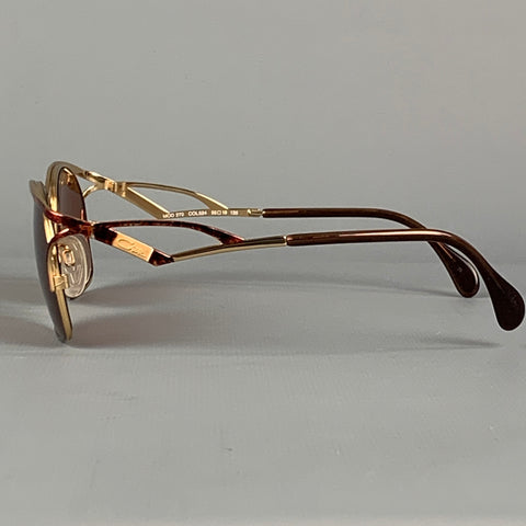 CAZAL Burgundy & Gold Metal Sunglasses