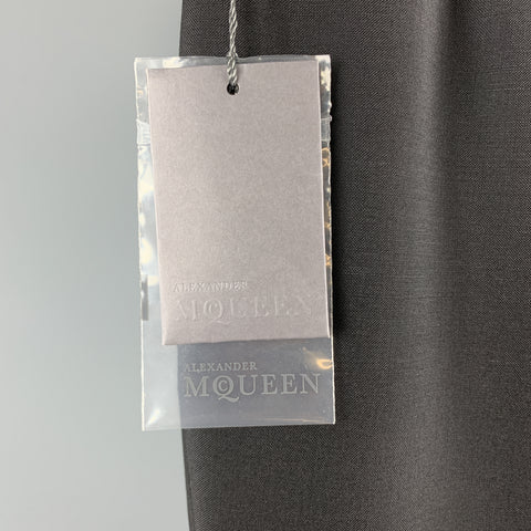 ALEXANDER MCQUEEN Size 34 Black Solid Wool / Mohair Button Fly Dress Pants