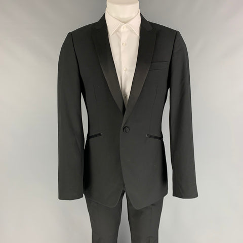 TOPMAN Taille 40 Costume de smoking noir en polyester / viscose à revers