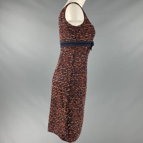 ESCADA Taille 4 Robe sans manches texturée en mélange de laine orange marine