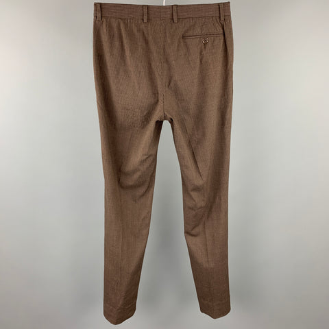 DOLCE & GABBANA Size 30 Brown Stripe Wool Blend Zip Fly Casual Pants
