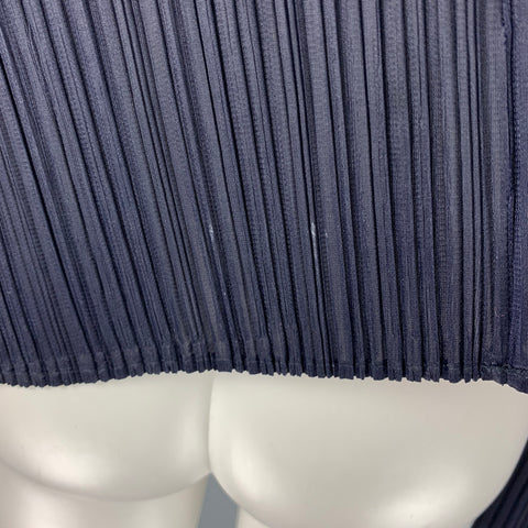 ISSEY MIYAKE Talla M Cárdigan azul marino plisado con frente abierto - Mujer