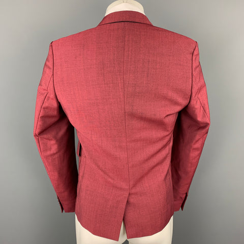 KRIS VAN ASSCHE Size 36 Burgundy & Black Viscose Blend Sport Coat
