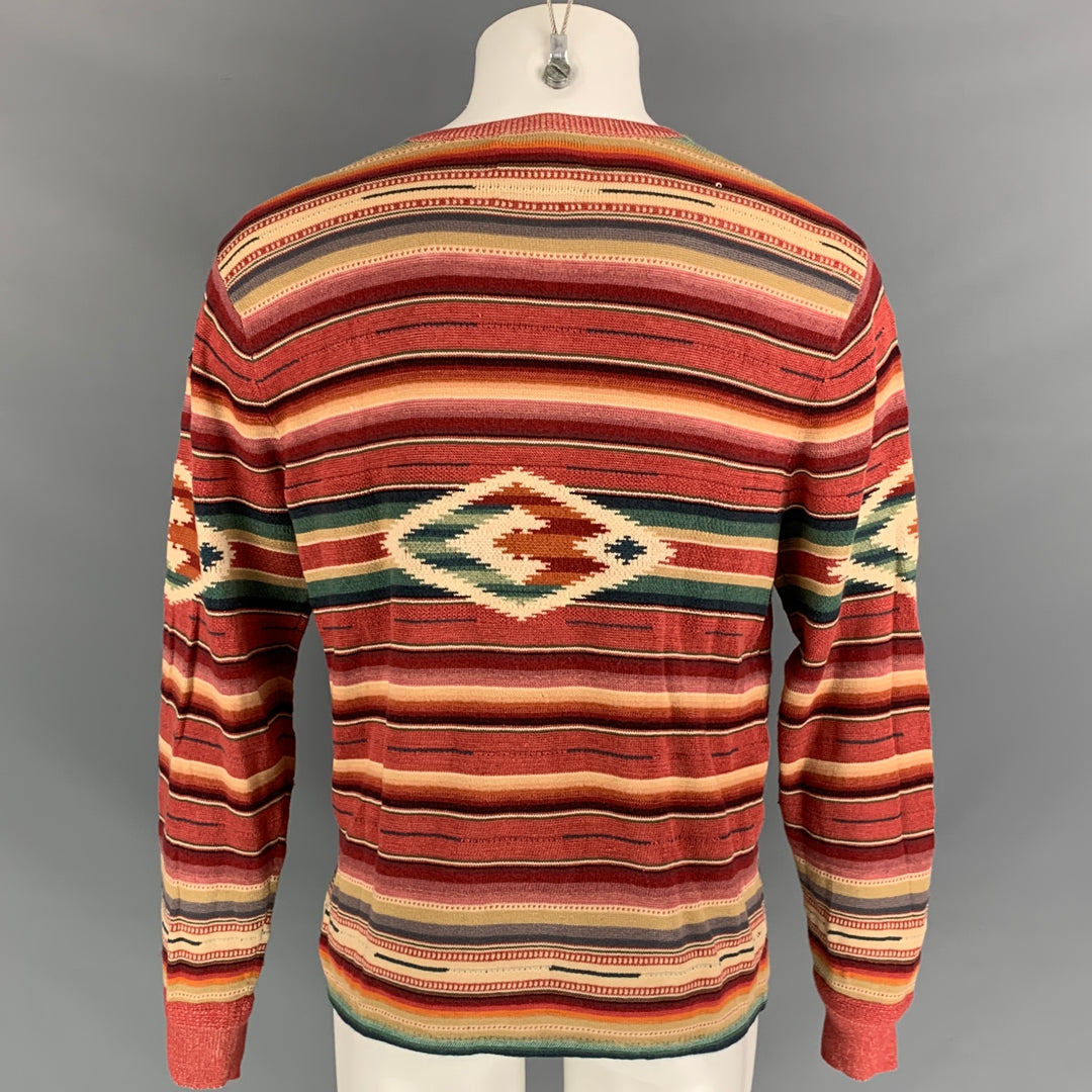 RRL by RALPH LAUREN Size M Multi-Color Knitted Cotton Blend Buttoned Pullover