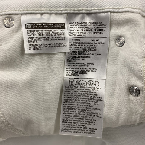 LEVI'S 511 Size 32 White Denim Zip Fly Jeans