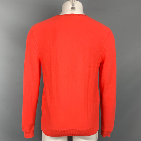 CALVIN KLEIN COLLECTION Size M Orange Knitted Cotton Crew-Neck Pullover