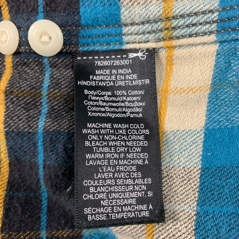 RRL by RALPH LAUREN Size M Blue Brown Plaid Cotton Flanel Long Sleeve Shirt