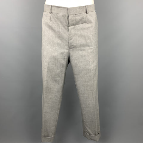 BLACK FLEECE Size 36 Light Gray Wool Pleated Dress Pants