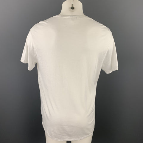 R13 Size M White Graphic Cotton Blend Crew-Neck T-shirt