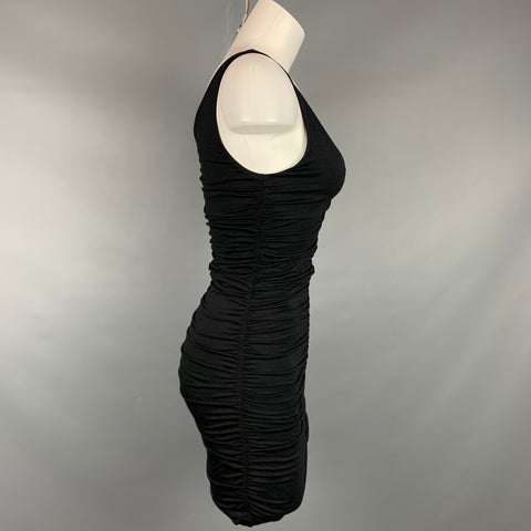 VELVET Size S Black Jersey Rayon Ruched Mini Dress