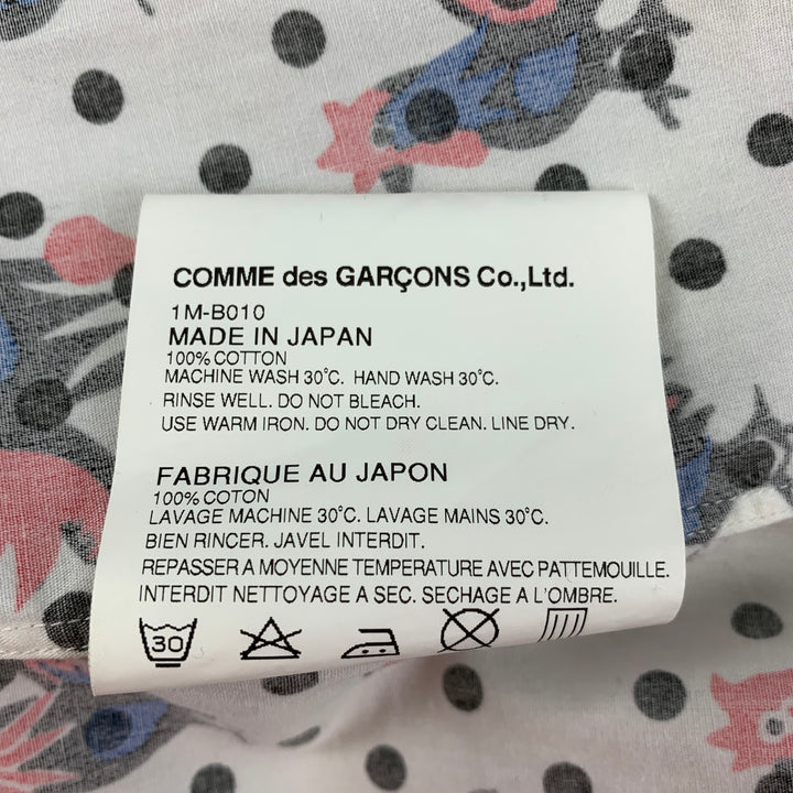 COMME des GARCONS NEGRO Talla L Camisa de manga corta de algodón con lunares multicolores
