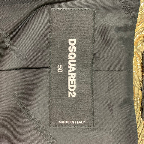 DSQUARED2 Size 40 Gold Jacquard Polyester Blend Peak Lapel Sport Coat
