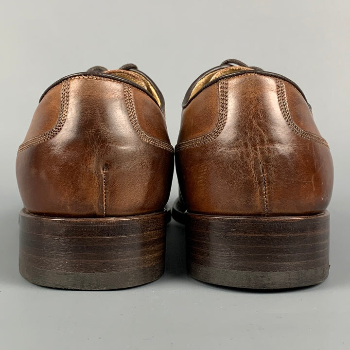 CALZOLERIA HARRIS x BARNEY'S NEW YORK Size 7.5 Brown Antique Leather Lace Up Shoes