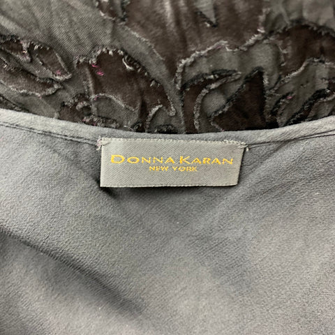 DONNA KARAN Talla 6 Blusa negra con tirantes finos de rayón / seda