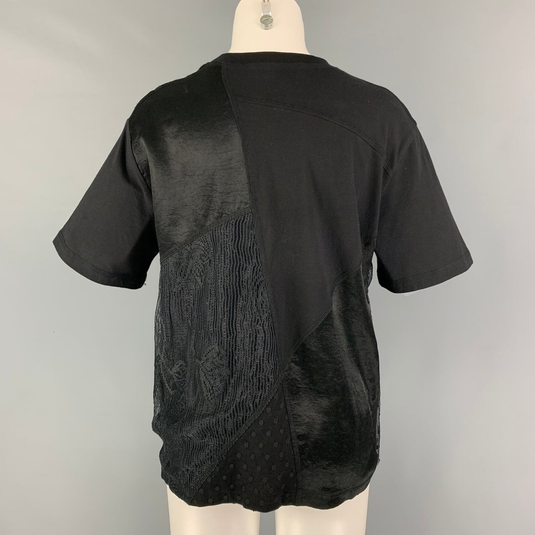ALEXANDER MCQUEEN Size M Black Polyester Short Sleeve Casual Top