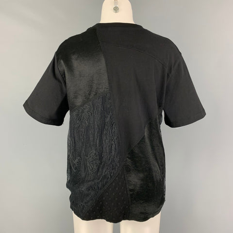 ALEXANDER MCQUEEN Size M Black Polyester Short Sleeve Casual Top