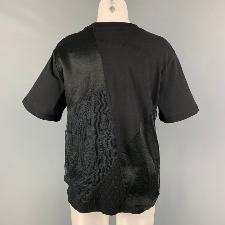 ALEXANDER MCQUEEN Size M Black Polyester Short Sleeve Casual Top