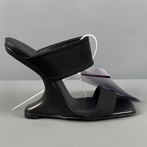 RICK OWENS Sandalias de cuña curvadas de nailon negro talla 7