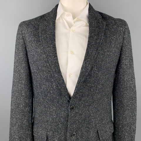 LOUIS VUITTON Size 44 Black & Grey Textured Wool / Alpaca Sport Coat