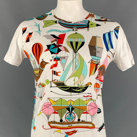 HERMES Les Folies du Ciel  by Loic Dubigeon Size XL Multi-Color Cotton Short Sleeve T-shirt