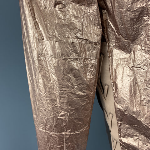HELMUT LANG Size M Metallic Copper Wrinkled Tyvek Hooded Lace Up Jacket