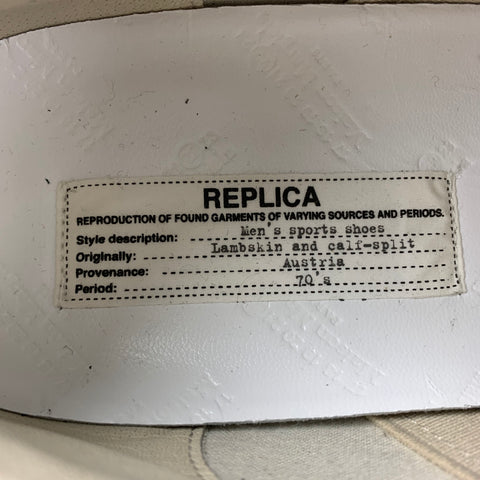 MAISON MARGIELA Replica Size 10.5 Black & Grey Leather Lace Up Sneakers