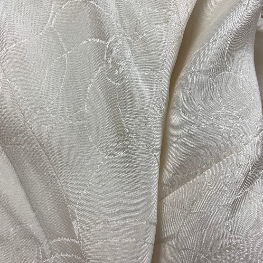 CHANEL 2004 Size 8 Cream Raw Edge Cotton Acetate Sleeveless Dress Set
