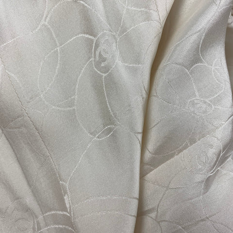 CHANEL 2004 Conjunto de vestido sin mangas de acetato de algodón con borde crudo color crema talla 8