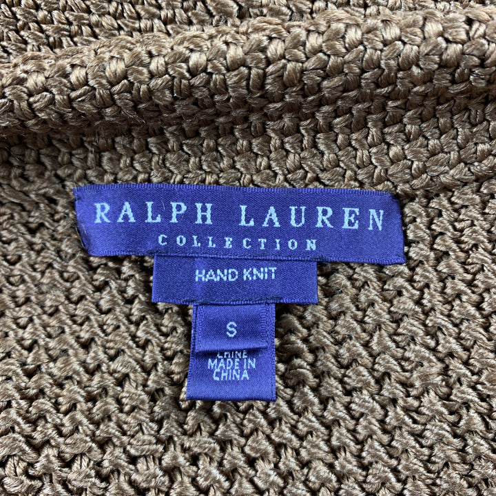 RALPH LAUREN Size S Copper Knitted Textured Silk Open Front Cardigan