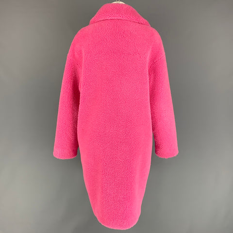 STAND STUDIO Taille M Manteau à revers cranté en fausse fourrure rose