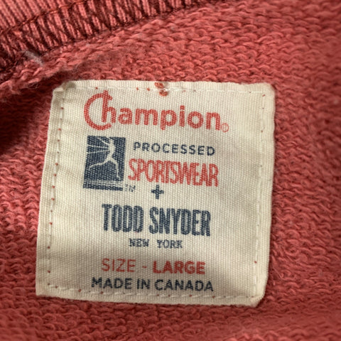 CHAMPION Size L Coral Solid Cotton Crew-Neck Sweatshirt