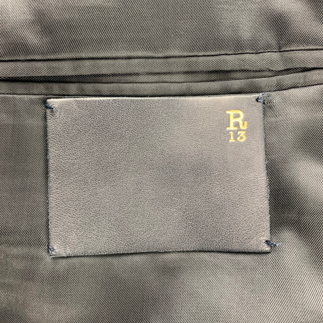 R13 Size 40 Black Embroidery Cotton Notch Lapel Sport Coat