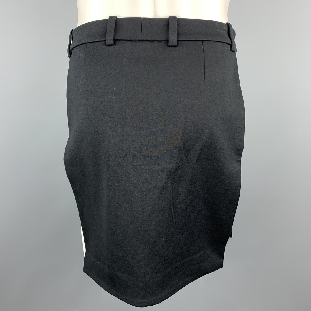 GIVENCHY Spring 2014 Size 28 Black "17" Graphic Polyester Apron Skirt