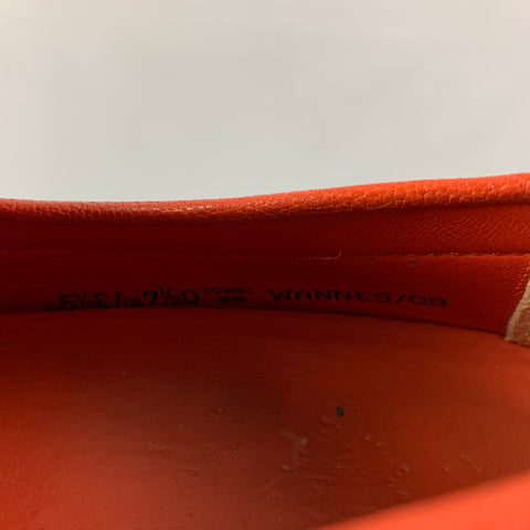 BALLY Size 7.5 Orange Leather Drivers Loafers