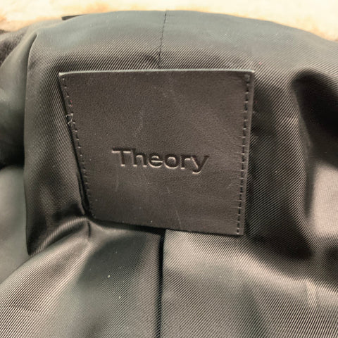 THEORY Size M Black Cream Shearling Bomber Jacket