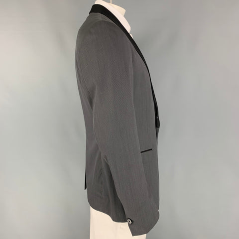 PS by PAUL SMITH Size 46 Dark Gray Diamond Shawl Collar Black Sport Coat