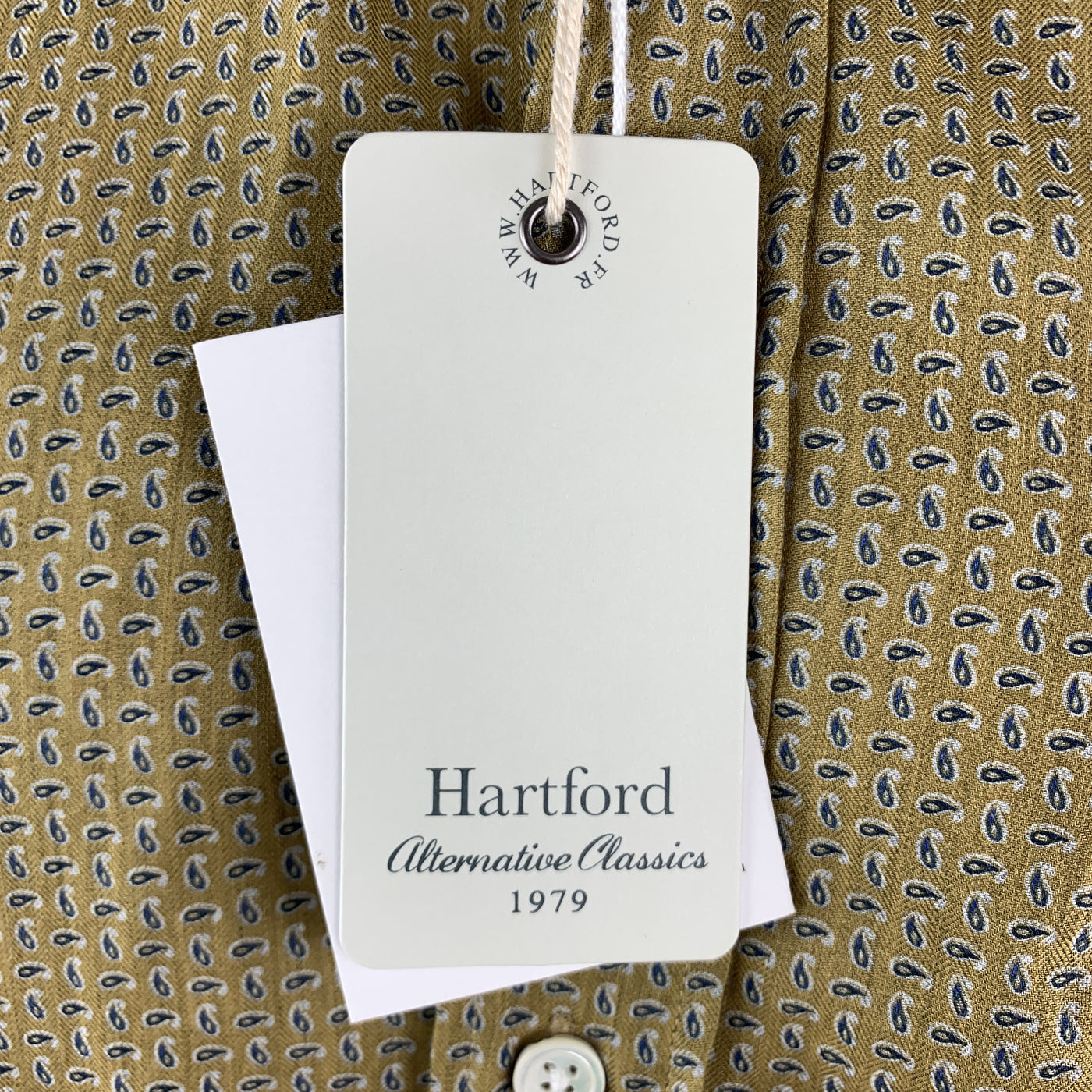HARTFORD Size M Mustard Paisley Cotton - Viscose Button Up Long Sleeve Shirt